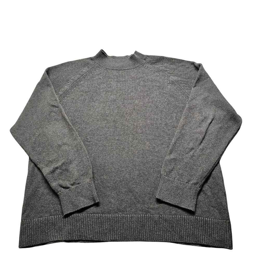 Quince Mens XL Charcoal Gray 100% Organic Cotton Mock Neck Raglan Sweater